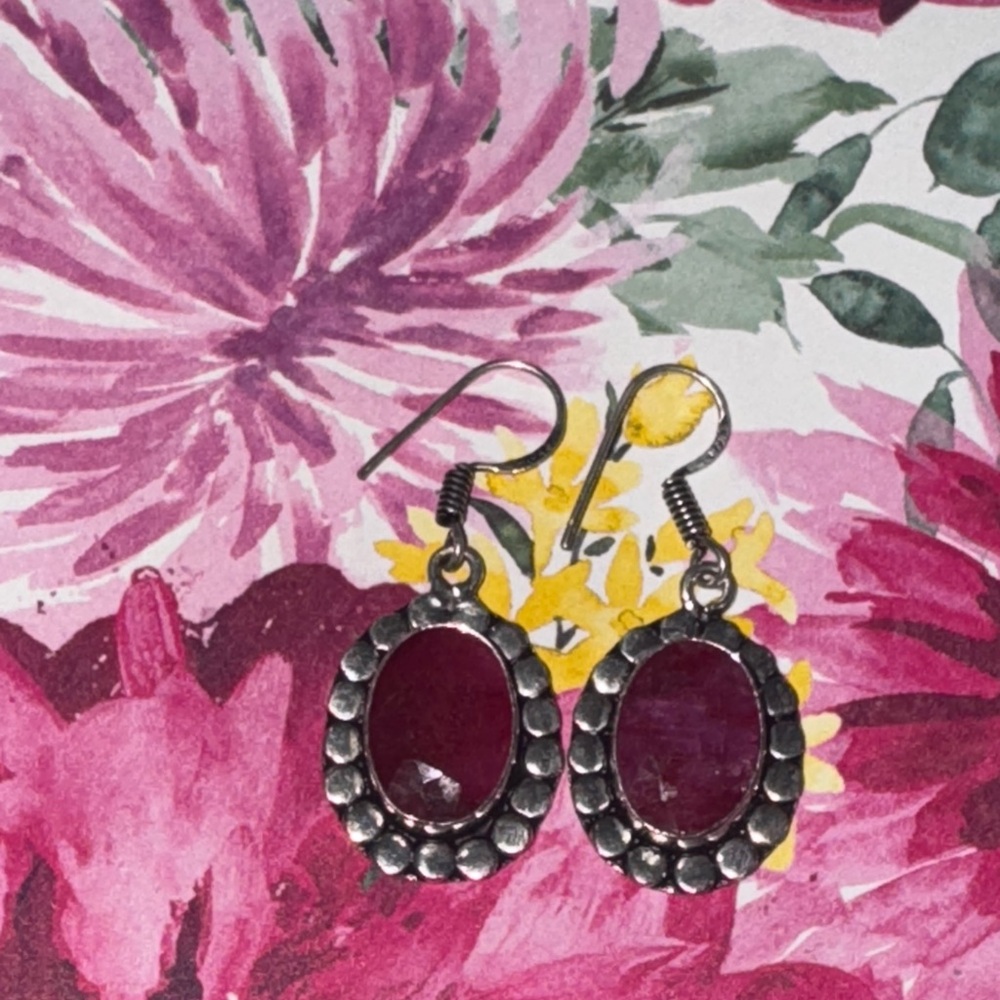 Ruby Silver Earrings - image 3